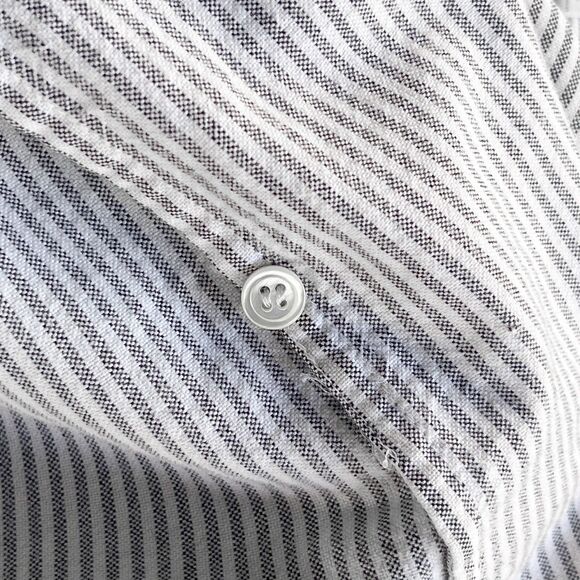 J.Crew Long Sleeve Gray & White Striped Oxford Shirt - Club Collar - Medium - Picture 7 of 7